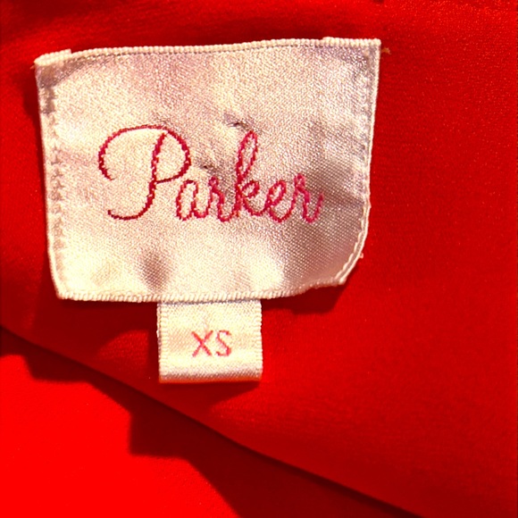 Parker Red Silk Snap Front Mini Dress  XS EUC - Picture 10 of 16
